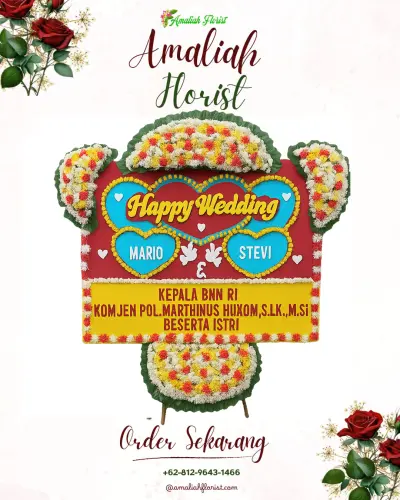 Karangan Papan Bunga Pernikahan di Rutong